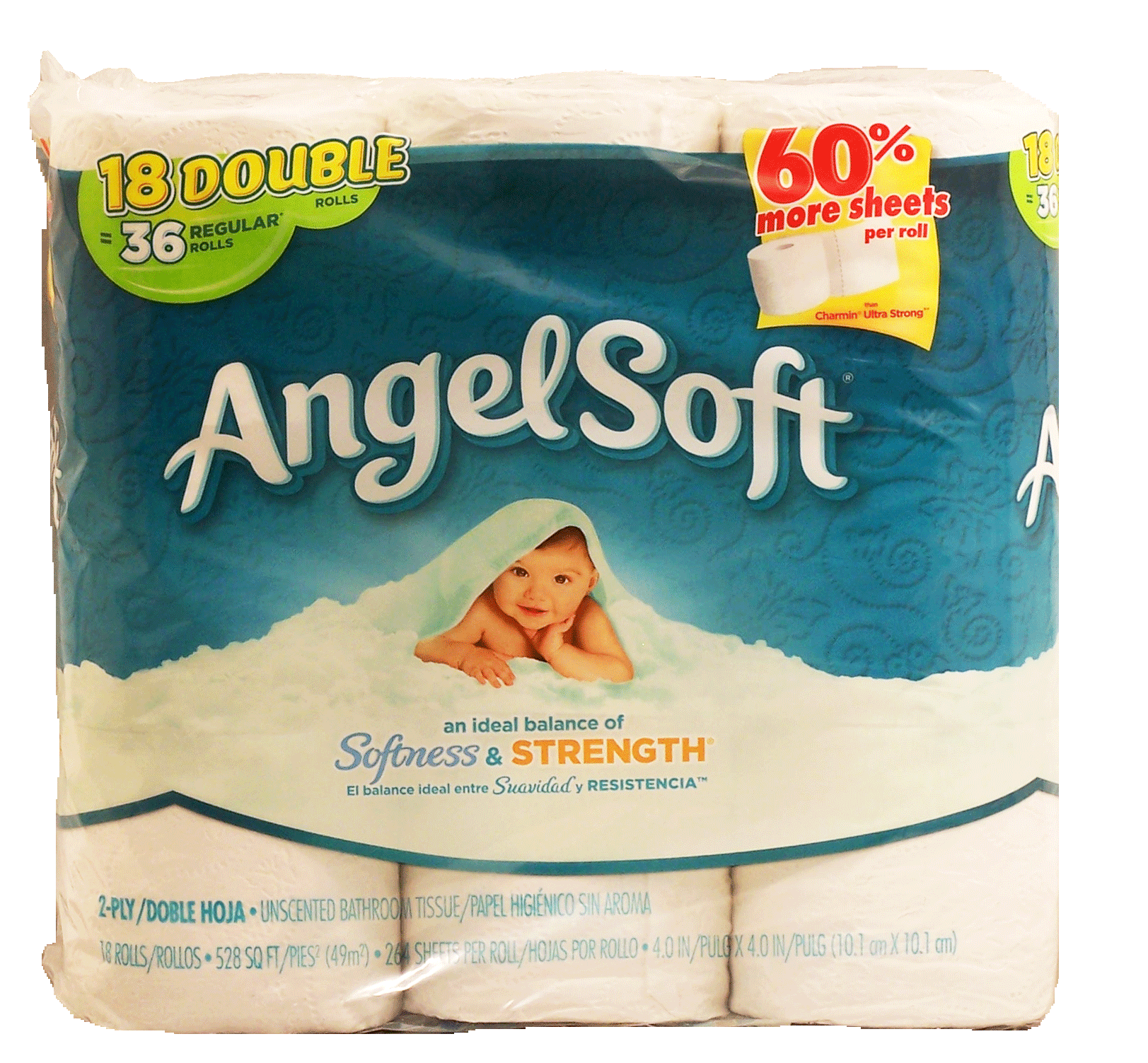 Angel Soft Softness & Strength unscented 2-ply bathroom tissue, 18 double rolls Full-Size Picture